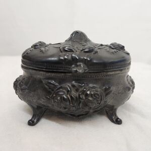 Rogers Silver Plate Co Floral Flower Jewelry Trinket Box Hinged Casket Stamped